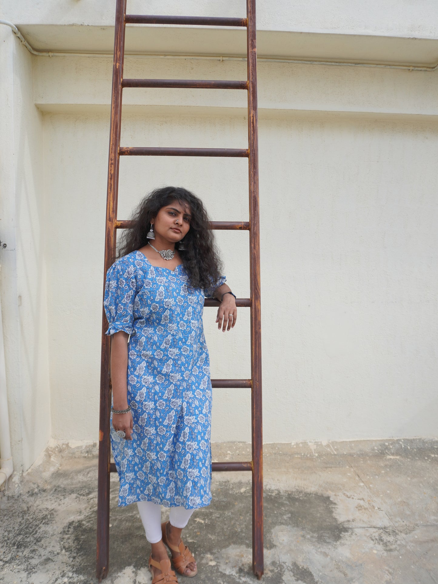 Blue Ocean Kantha Printed Kurti Top