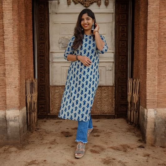 Paisley Printed Hand Block Kurti